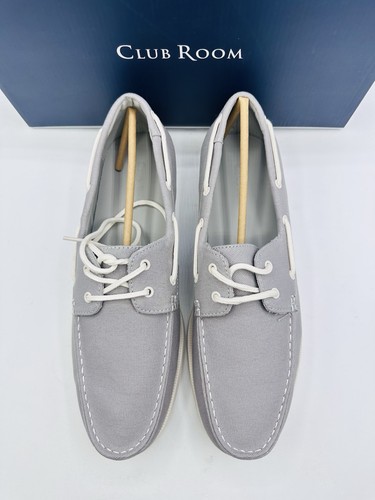 Scarpe Club Room uomo Elliot stringate cotone tela grigio tela nuove - taglia 11,5 - Foto 2 di 10