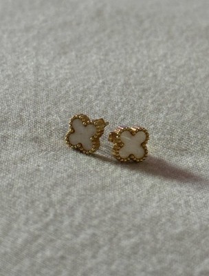 Gold Weiße Kleeblatt Ohrringe Kleeblatt Schmuck