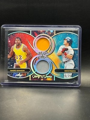 Magic Johnson Mike Piazza 2025 Leaf Glory Of The Game Dual Game Worn Mem 24/25