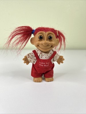 Vintage Russ Troll Doll Valentine I Love You This Much with Red Hair