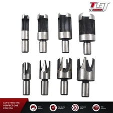8X Carbon Steel Wood Plug Hole Cutter Dowel Maker Cutting Shank Drill Bit Set