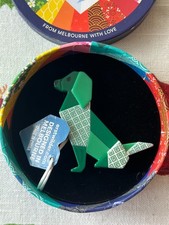 ERSTWILDER : ORIGAMI: GIVE THE DOG A BONE BROOCH : UNPINNED/NEW