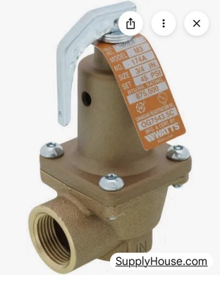 #ad Watts 174A Pressure Relief Valve Set At 45psi $40.00