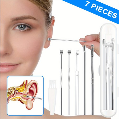 #ad 7 piece Stainless Steel Ear Wax Cleaning Tool Set with Storage Box for Safe Use $8.90