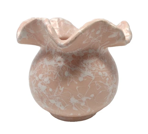 VTG MCM Shawnee Cameo Ware Pink Spatter Paint Design USA Vase Retro