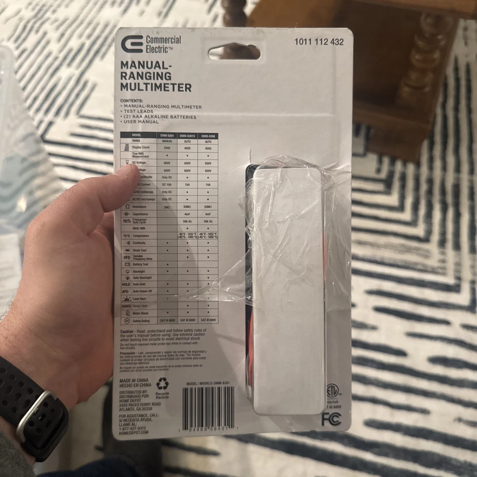 Multímetro digital elétrico comercial 600 volts True RMS alcance manual DMM-8301 - Imagem 4 de 4