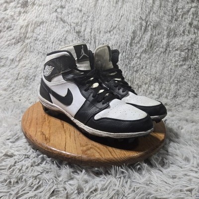 Jordan 1 Alpha Menace Mid Football Cleats Mens 12 White Black Panda FJ6805-100
