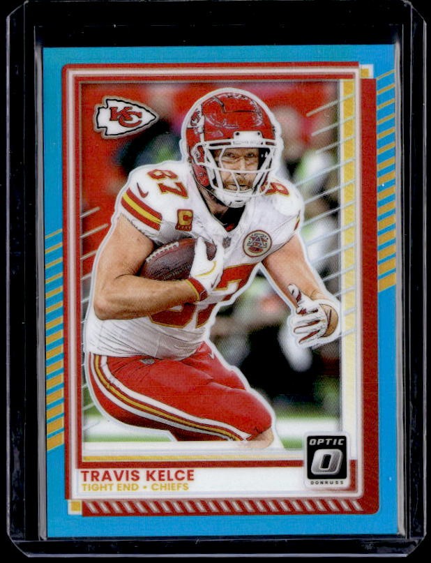2025 Donruss Optic #135 Travis Kelce Neon Blue #/399