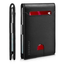 Slim Wallets for Men - Leather Money Clip Mens Wallet - RFID Blocking Front P...