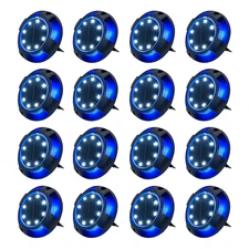16-Pack Solar Disk Lights LED Outdoor Waterproof Garden Pathway Ground Lights