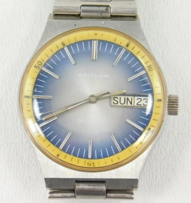 Ultra Limited Edition Vintage Waltham Swiss Quartz Watch Blue/Yellow Dial - Image 2 of 4