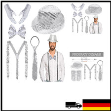 Glitzer Kostüm Herren 70er 80er Jahre Accessoires Pailletten