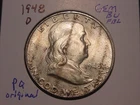 1948-D FRANKLIN HALF GEM BU FBL ORIGINAL COLOR LUSTER POPULAR BETTER DATE