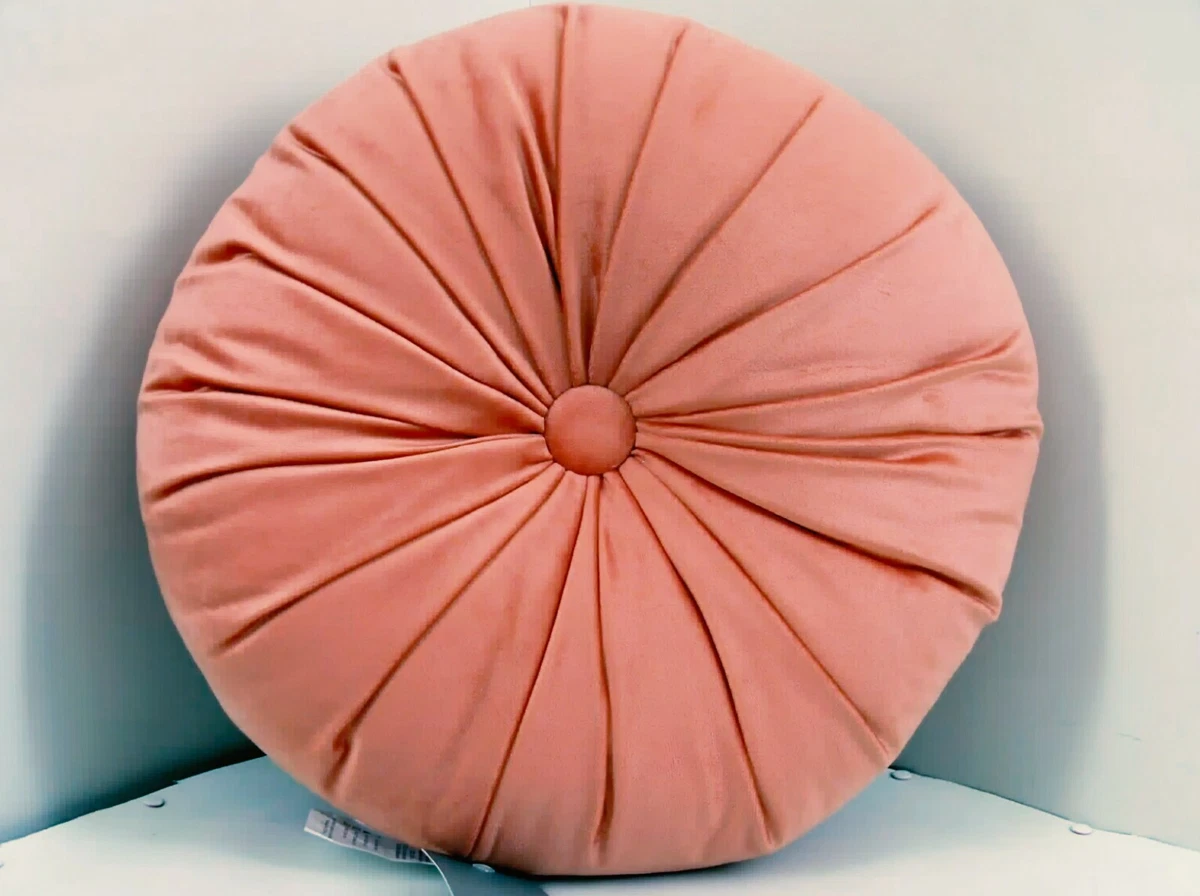 Kenar home Round Cushion Velvet Coral Pink Peach Central Mirror
