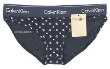 NWT Calvin Klein QF8260 "Icon" Cotton / Modal Logo Bikini, Black/ White Print
