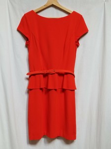 CACHE-Short-Sleeve-Orange-Belted-Peplum-Sheath-Stretch-Women-039-s-Dress-Sz14-FLAW