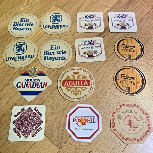 14 montañas rusas de cerveza vintage - Molson / Postphil / Hacker-Pschorr / Carlsberg