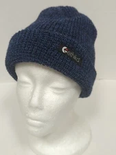 Ethika Unisex Fold Cable Double Knit Beanie Logo Blue Stretch Ribbed