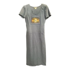 VTG Ladies Nina Piccalino 2 Piece Size 8 Long Maxi Dress Blue Shirt Underneath