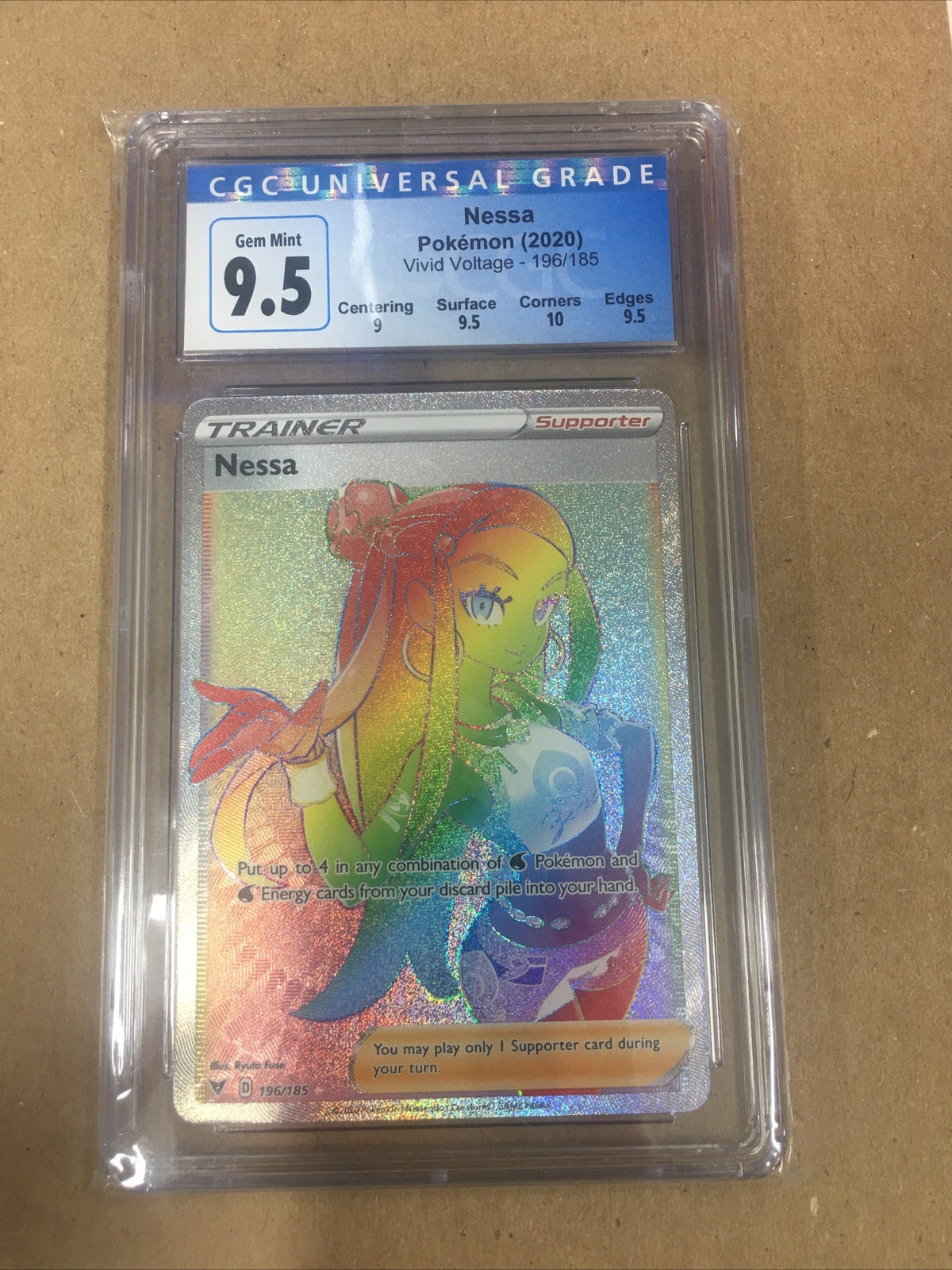 CGC 9.5 Nessa 196/185 Rainbow Rare Vivid Voltage 2020 Pokemon SWSH