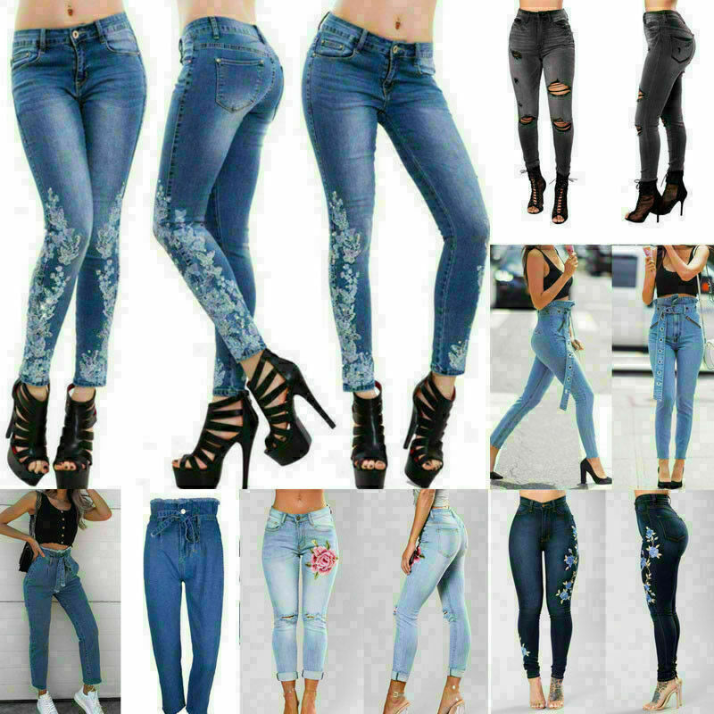 Portland Mall Women Ripped High Waisted Skinny Ladies Slim Jeans Deni Stretchy Genuine
