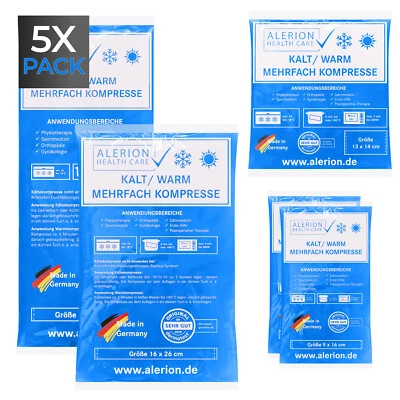 ALERION Kalt Warm Kompressen Spar Set Mehrfachkompressen 5 teiliges Set mit verschiedene