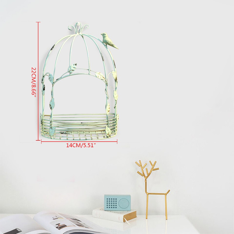 Storage Shelf Bird Cage Wall Mounted Country Metal Shelf Home Organize