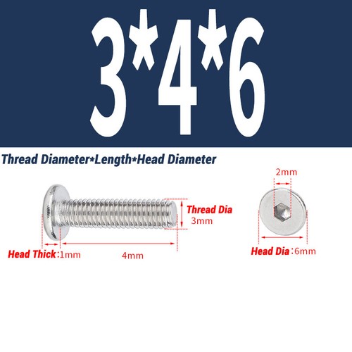 5/10pc M2-M12 A2 Allen Hex Hexagon Socket Ultra Thin Flat Wafer Head Screw Bolt - Picture 31 of 151
