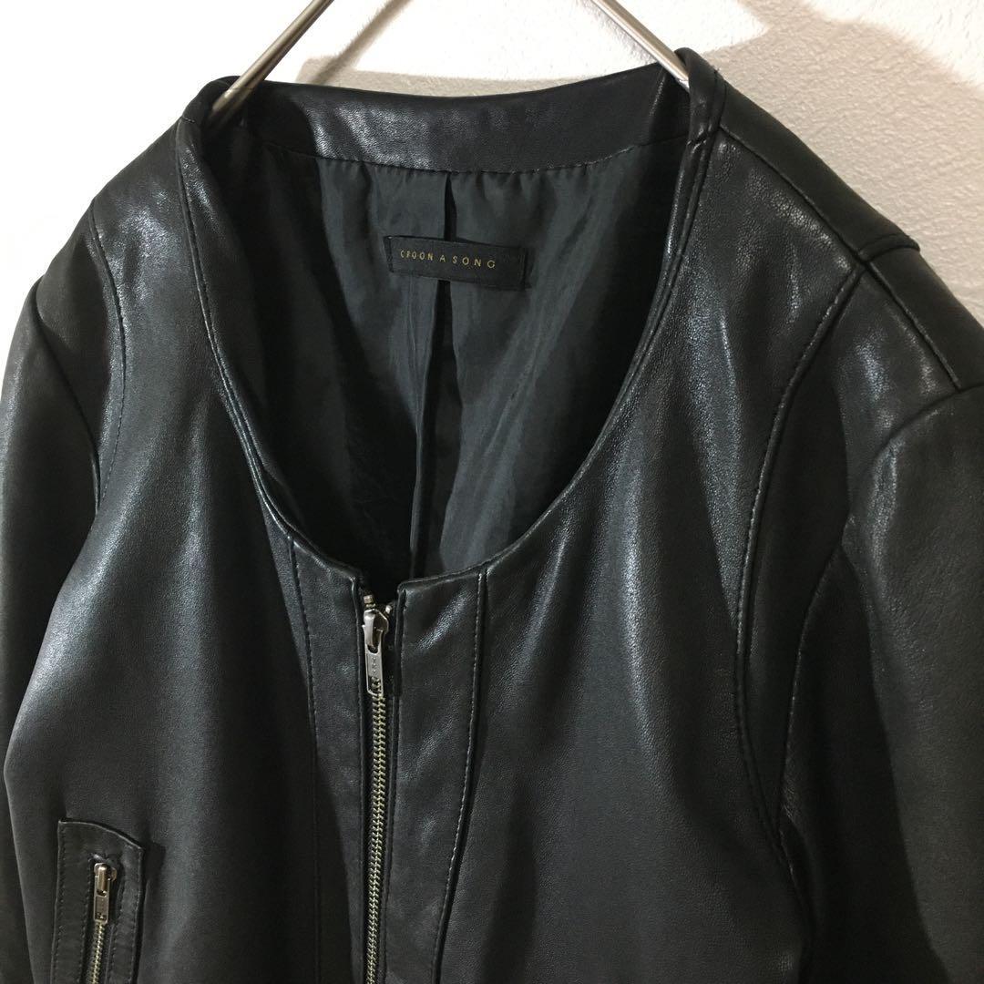 Vintage 90s no collar leather jacket Outer Size M from Japan | eBay