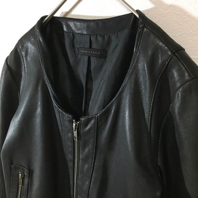 Vintage 90s no collar leather jacket Outer Size M from Japan Vintage 90s no collar leather jacket Outer Size M from Japan