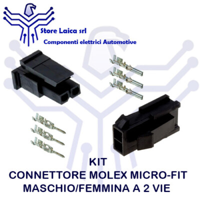 Satz Steckverbinder Molex Micro-Fit 2 Wege Set M/F mit Klemmen Auto Motorrad