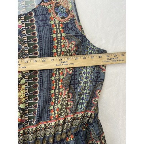 Hemant & Nandita Blouson Dress Plus Size 2X Multicolor Ikat Print Boho Smocked - Picture 8 of 15