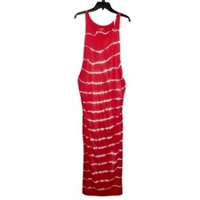 Isabel Maternity Maxi Dress Red White XL Sleeveless Stretchy NEW