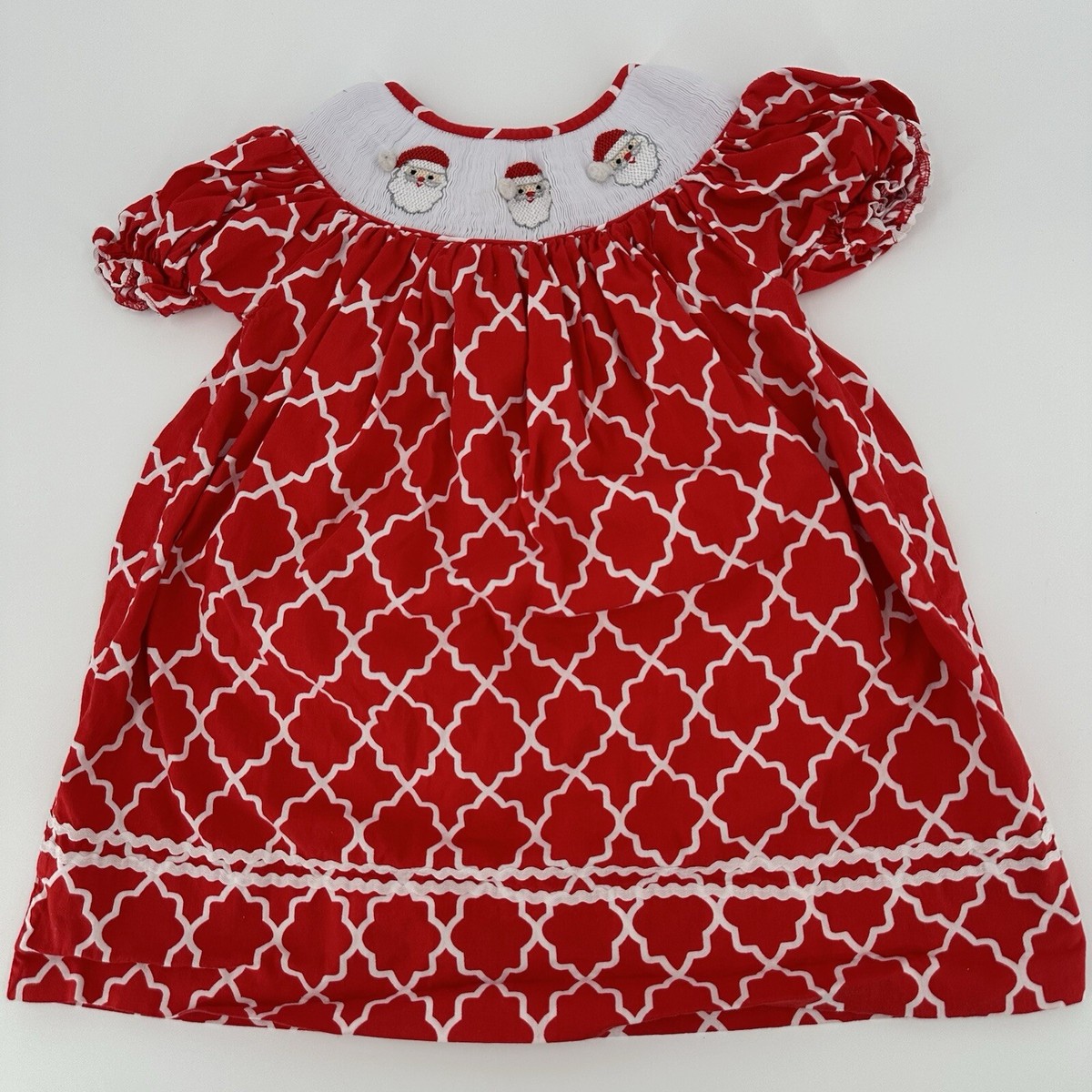 Christmas Dress Toddler Girls 2T Smocked Santa Red Smocked Or Not Embroidery