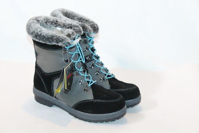 Khombu 8 wide black Leather and Suede Lace Up Winter Boots Janet | eBay