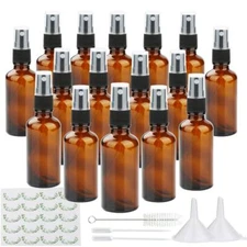 16pc Amber Glass Pump Spray Bottles 1.6oz 50ml Essential Oils FAST SHIP! AF1