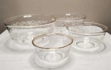 Vintage BARTLETT COLLINS Nesting Mixing Bowls Gold White Grape Leaf (Set of 4)