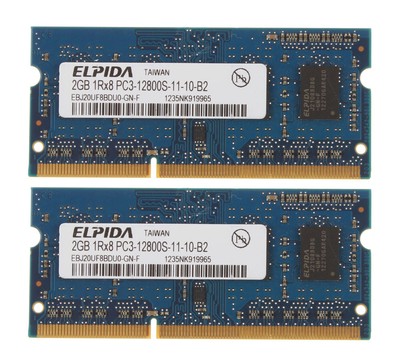 Elpida 2pcs 2GB 1RX8 DDR3 1600 MHz PC3-12800S CL11 SO-DIMM Laptop Memory RAM #N