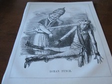 1847 Original POLITICAL CARTOON - PUNCH JUDY Puppet CATHOLIC ROMAN CHURCH Despot