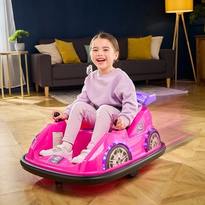 Flybar 6V Kinder Racer Bumper Car PINK mit LED Beleuchtung & Dual Joystick 360  Spins