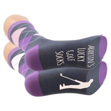 Personalised Name Lucky Golf Socks Diamonds Purple Mens UK Size 5-12 - X6N1058