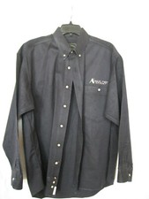 CAMP DAVID Long Sleeve Button Front/Collar-Navy Blue-Shirt-M- ANGEL FIRE RESORT