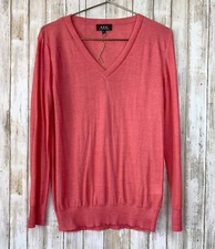 A.P.C.APC V Neck Cashllama Wool Silk Pullover Knit Sweater Coral Pink M Medium