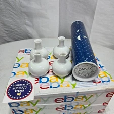 Vintage DANSK 02225 | Set of (4) Four Ceramic White Mini | Baby Bud Vases