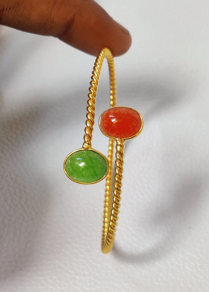 Brazaletes y pulsera ajustables de cabina ovalada de piedras preciosas de cornalina natural para mujer regalo Foto 2 de 4