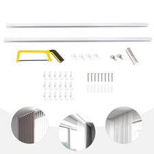 Ceiling Mount Curtain Track Kit 3-6 ft White Aluminum With 18 Roller Hooks
