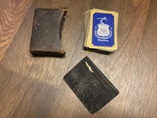 Vtg Congress 606 Playing Cards Leather Case Chapman "Crescit sub pondere virtus"