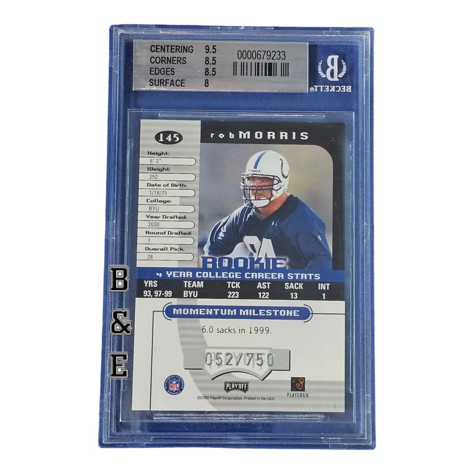 2000 Playoff Momentum Graded Series #145 Rob Morris RC Rookie SP /175 BGS 8.5 - Image 2 of 2