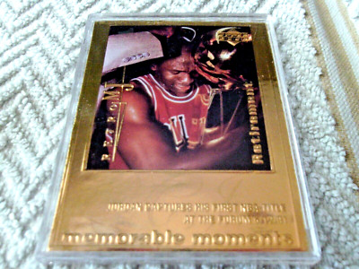 1999  MICHAEL  JORDAN  22  KARAT  RETIREMENT  CARD  1st  NBA  TITLE AT THE FORUM