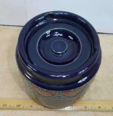 aonian tobacco jar Vintage Aonian Humidor Tobacco Jar England - Moorcroft Look - Blue Floral  !!